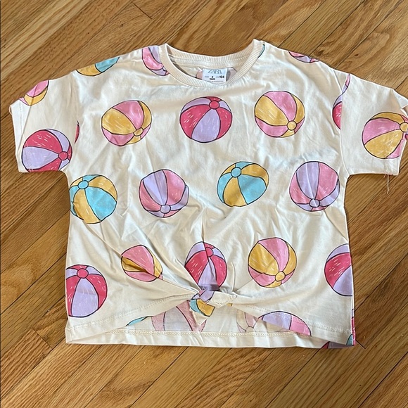 Zara Kids Beach Ball Print Shirt - Cream, Pink, Blue - Picture 1 of 3
